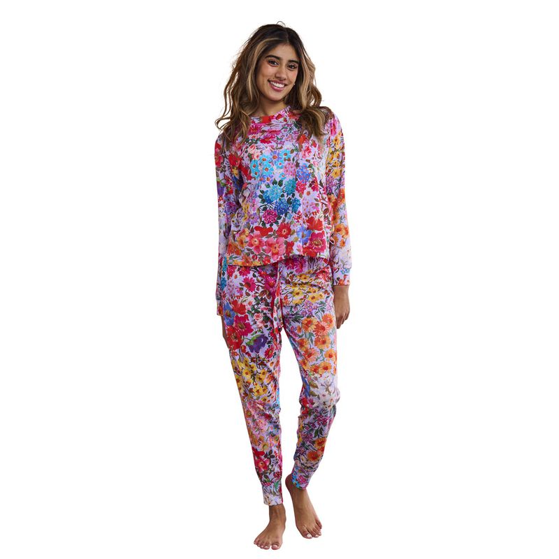 Kip&Co Forever Floral Lilac Organic Cotton LS Pyjama Top & Slouch Pant Set image number 0